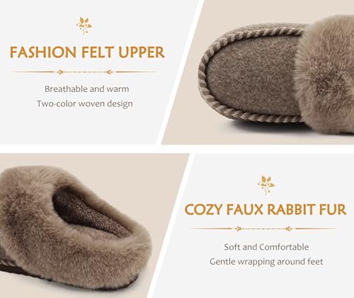 KuaiLu Womens Memory Foam Slippers with Cozy Fluff Plush Ladies Bedroom Pantuflas Comfy House Winter Moccasin Essential Trendy Slippers Comfortable Indoor Outdoor Rubber Sole Footwear (US5-11)3