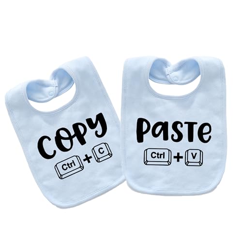 Image of AOUYOA Baby Twins Bibs Copy Paste Newborn Baby Bibs Cute Toddler Bibs Set For Unisex Boys Girls(blue)