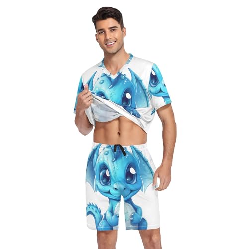 Blue Dragon Men's Pajama Sets Sleepwear Short Sleeve Lounge Sets for Men S-2XL3