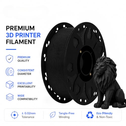 Image of FILAMONT PLA+ 3D Printer Filament 1.75mm, High Strength & Low Warp Printing Material, Dimensional Accuracy ±0.02mm, Vacuum Sealed with Desiccant, 1kg Spool (Black)