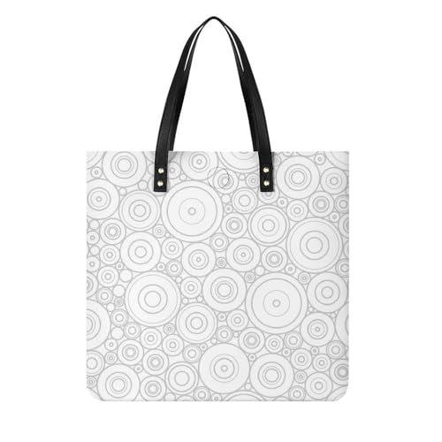 Tote bag pour voyage blanc cassé | Grand sac à bandoulière femmes à motifs cercles