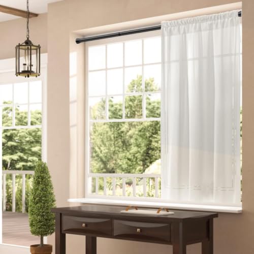 Image of AIZESI Spring Tension Rods Adjustable Tension Curtain Rod Small Tension Rod No Drilling Expandable Spring Loaded Curtain Tension Rod(Black,36 inch to 63 inch-4Pcs)
