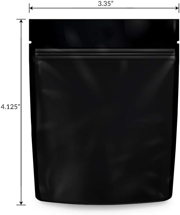 Loud Lock Mylar Bags 1000 Count 4.125" X 3.35" All Black - Flex Packaging - Mylar Bags For Food Storage - Resealable Bags