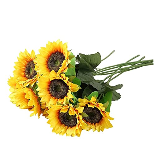Artificial Flower Rayon Sunflower Long Stem Fake Bouquet Home Hotel Wedding Garden Decorationartificial flowers, rayon sunflowers, long stem fake flowers, bunch home hotel wedding