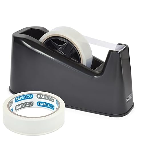 Rapesco 1540 Dispensador de Cinta Adhesiva Profesional 500 mas 2 Rollos de Cinta, Negro | Ya disponible en tu tienda friki favorita! En mundofriki.es!