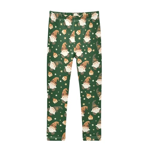 Girls' Athletic Leggings Ankle Length Yoga Dance Pants Kids Teen 4T Green Gnomes