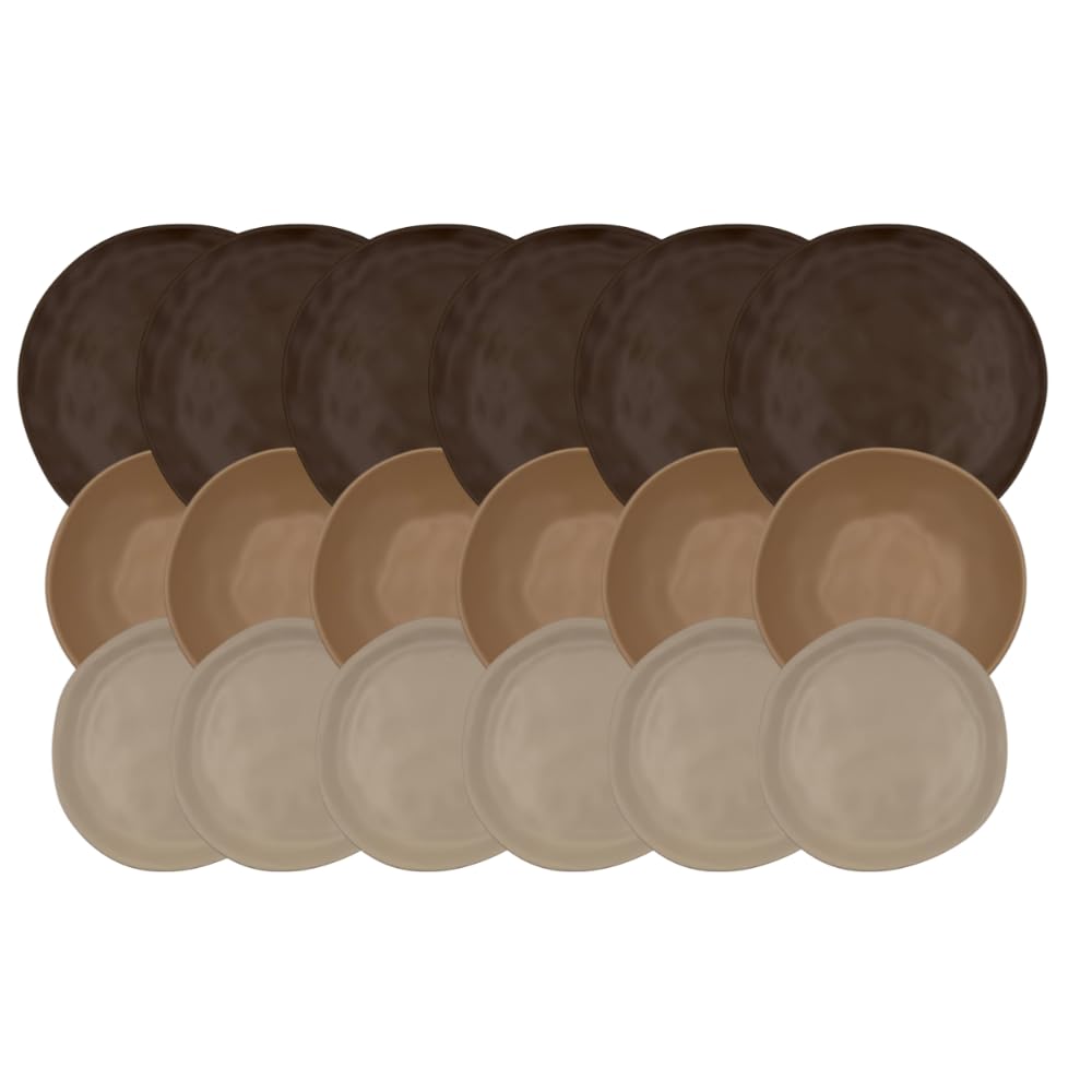 Organic Cappuccino – Servizio Piatti 18 Pezzi in Stoneware Effetto Artigianale, Colori Marrone e Crema, Moderno e Nordico, Lavastoviglie e Microonde