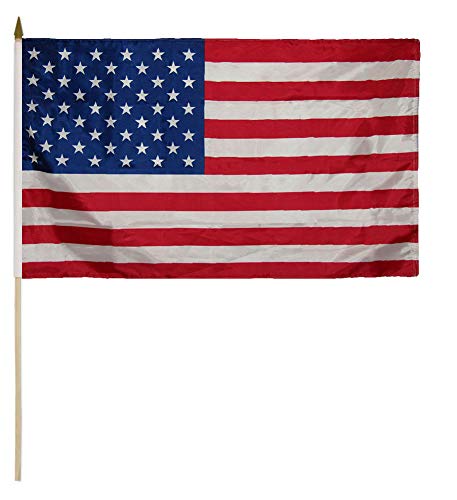 Trade Winds Wholesale Lot of 6 USA American 50 Star 12x18 12x18 100D Woven Polyester Nylon Stick Flag 30 Wooden Staff
