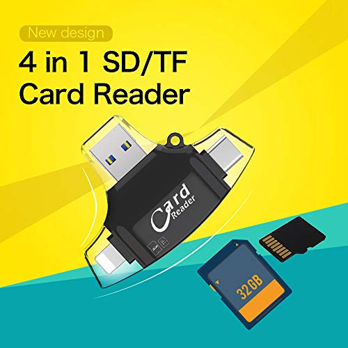 Docooler Leitor de Cartão SD 4 em 1 Adaptador de Leitor de Cartão SD/TF para iPhone/Android/PC