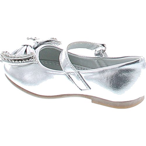 Jelly Beans Yoyoma Toddlers Little Girls Glitter Bow Ballerina Falt Shoes,Silver,63