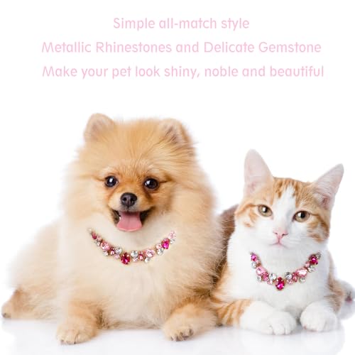 Image of HOWWFALY Dog Collar and Cat Collar Gold Chain Necklace Stainless Steel Adjustable Pink Diamonds Collar with Cute Pet Paw for Small Medium Pets Cats Dogs Kitten Puppy(Pink, L)