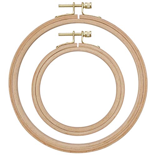 AUGOOG 刺繍枠 セット 木製 ブナ材 銅メッキ金具 刺繍ツール 刺繍フープセット ハンドメイド 手芸用品