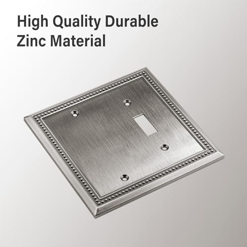 Image of Henne Bery Sunken Pearls Heavy Duty Decorative Wall Plate Switch Plate Outlet Cover (Blank /Toggle, Heirloom Silver)