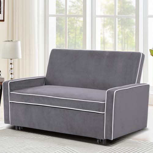 Sumkea SK-FF0015 3-In-1 Convertible Sofa Sleeper Bed 2-Seat Loveseat Lounge With Adjustable Backrest, Flannel Pull Out Fabric Couch Chaise, Perfect For Home Rv Apartment Office Living Room thumb #6