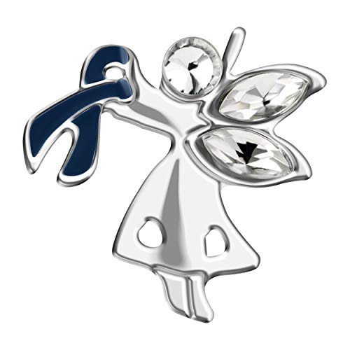 Colon Cancer Awareness Dark Blue Ribbon Angel Pin - Perfect for Awareness, Gift-Giving, Fundraising, Door Prizes and More! (1 Pin)