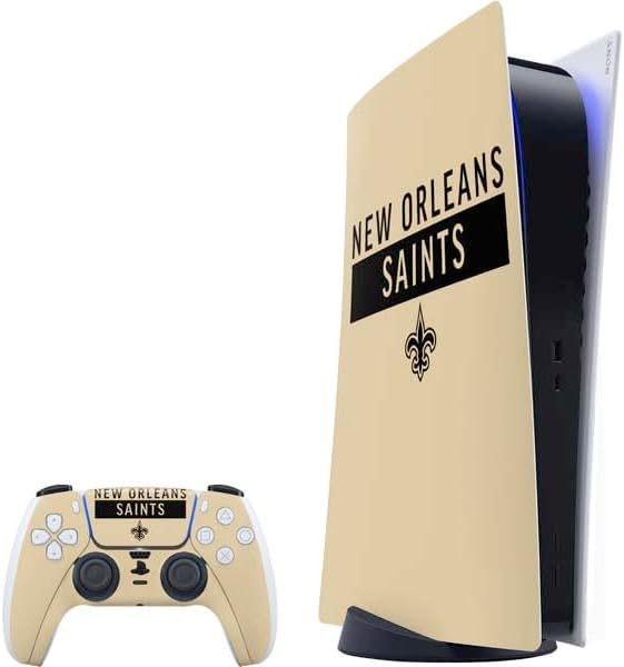 Skinit Decal Gaming Skin Compatible with PS5 Bundle - Officially Licensed NFL New Orleans Saints Team Jersey Design
