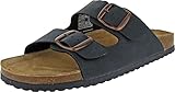 herrenschuhe pantoletten Supersoft Herren Schuhe Hausschuhe Sandalen Pantoletten Lederfußbett Komfort 174-120 Navy Dunkelblau