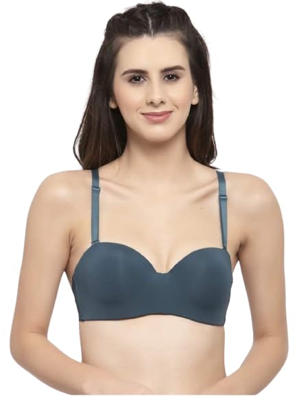 eye of panther Women's Nylon Spandex Push-Up Bra Seamless Padded Wired Multiway Strapless Bra with Transparent Straps-picture-23