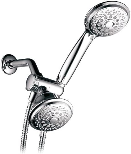 HOTEL SPA - Shower Heads with Handheld Spray - High Pressure Shower Head - 4 Inch Showerhead, 4 Inch Handheld Shower Head - 30-Setting Shower Heads 6-Foot Shower Hose, Ultra-Luxury, Showerspa (Chrome)