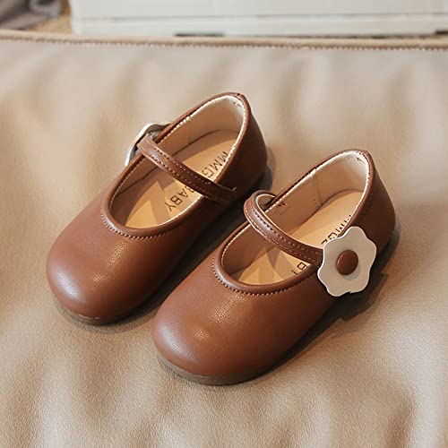 Fashion Autumn Girls Casual Shoes Flat Lightweight Solid Color Flower Hook Loop Dress Shoes Simple Toddler Boots Size 122