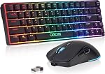 CHONCHOW 60% Clavier de jeu sans fil et Mouse Combo, RGB Rechargeable par défaut LED Allumez les claviers, 68 Clés Ultra Clavier compact sans fil et souris de jeu ergonomique pour Xbox PS4 PS5 PC portable