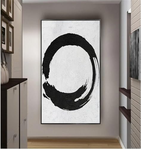 Grande œuvre d'art pour le salon avec texture huile de haute qualité et cadre noir