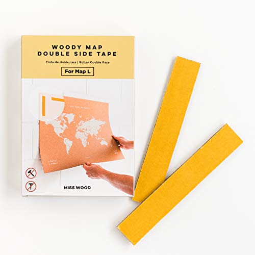 Miss Wood haak maat L, dubbelzijdig plakband voor het ophangen van uw houten kaart of kurkkaart zonder lijst, karton, geel