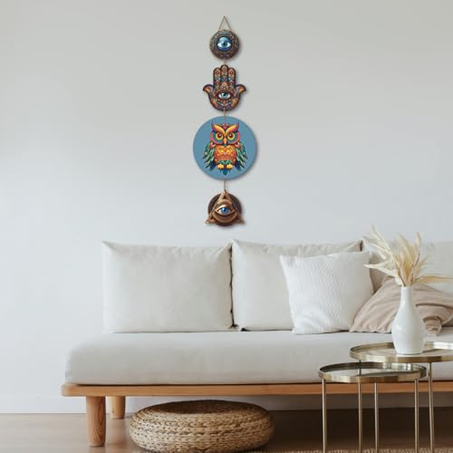 Image of CAPIO ART Welcome Wooden Quote Wall Hanging Decoration Items for Home Decor | Mdf Art for Living Room & Bedroom | Decorative Item for Office & House | Gifts Modern Wood Hanger - Owl-3