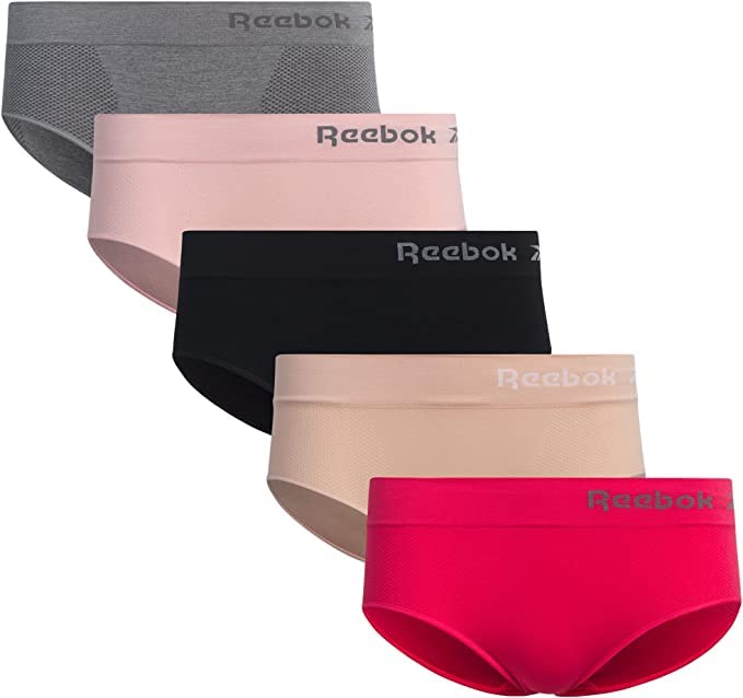 Image of Reebok Womens Bikini Underwear - 5 Pack Soft Stretch Performance Tag Free Briefs Bikini Panties Seamless Underwear for Women