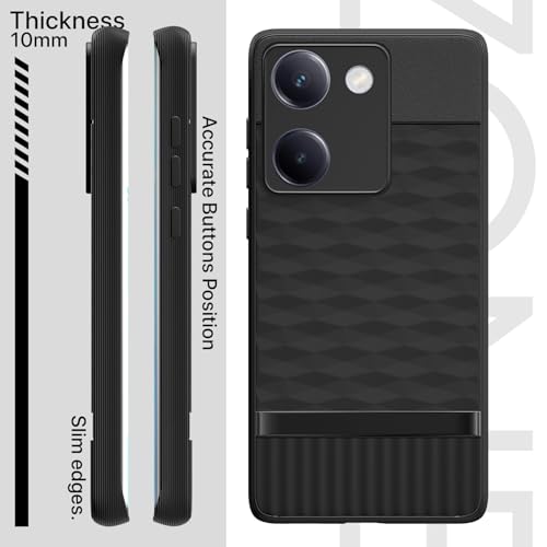 Image of Outlouders Bumper Case for Vivo Y300 Plus 5G | Full Camera Protection | TPU Soft Flexible Shockproof Back Cover (Black)