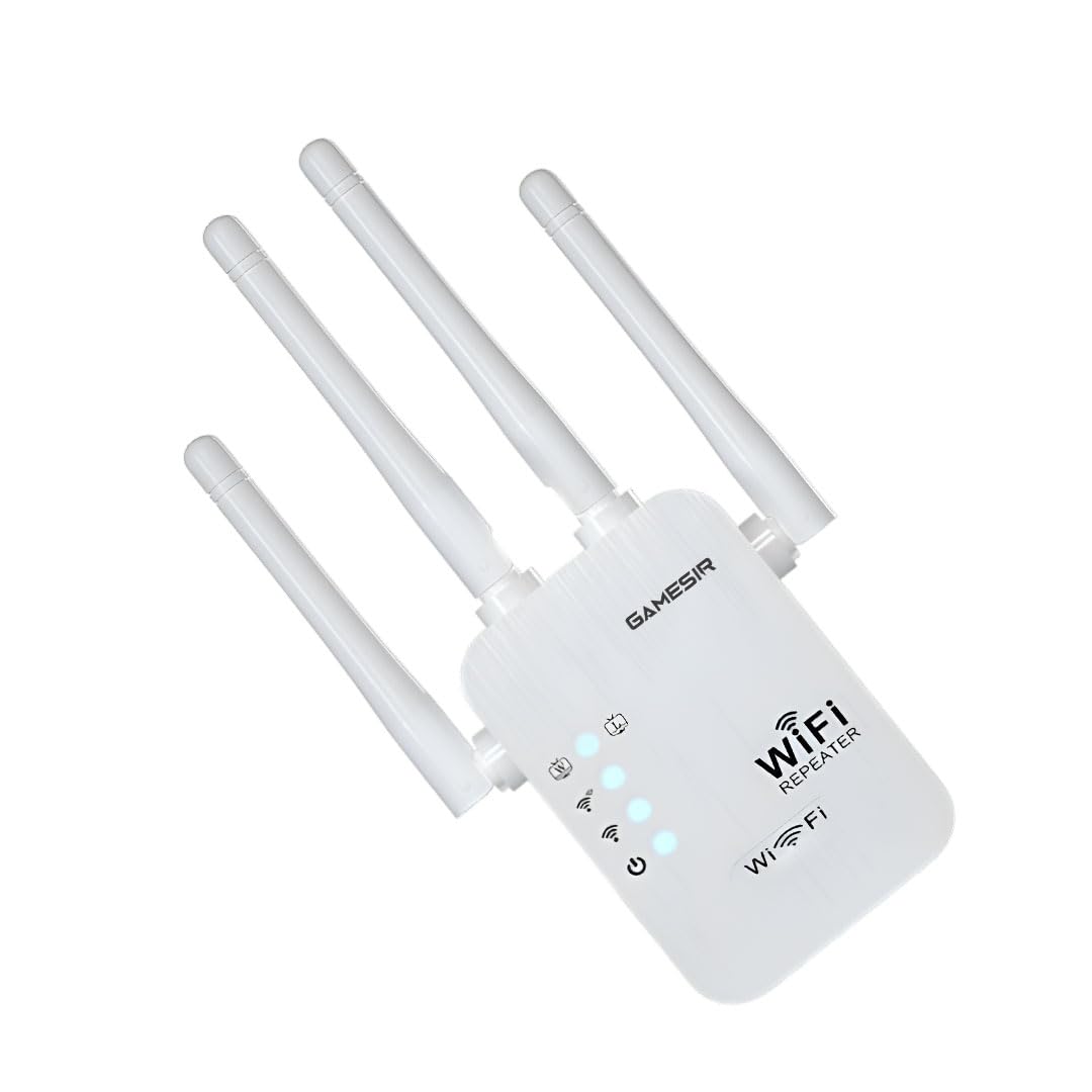 GameSir Wireless WiFi Repeater 300Mbps, 4 Antenna Internet Booster for Router, Wall Plug Range Extender for Full Home WiFi Coverage