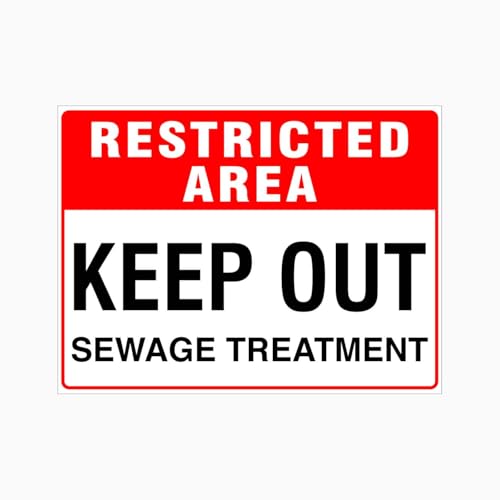 RESTRICTED AREA KEEP OUT SEWAGE TREATMENT Sign Metal Tin Sign 8 x 12 inch for Industrial & Commercial Series
