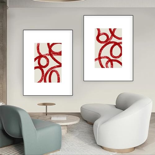 Art mural minimaliste rouge en toile géante 80x110cm style galerie