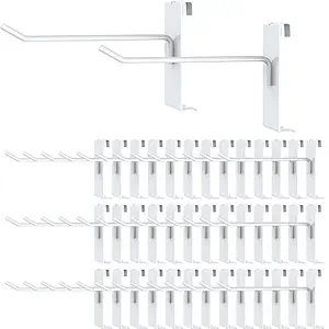 BeapTcely 50 Pieces Gridwall Hooks Gridwall Panel Hooks Metal Gridwall Hanging Hangers Gridwall Accessories Gridwall Pegs for Retail Shop Display Trade Garage Storage (White, 8 Inch)