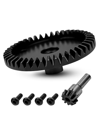QAGGUM Steel Front Rear Diff Gear 43T & Gearbox Differential Gears 10T Fit for Arrma Outcast Kraton Notorious Talion Fireteam Mojave 6S BLX Typhon6S TLR 1/8 Scale 4WD Sledge Off-Road Truck Black