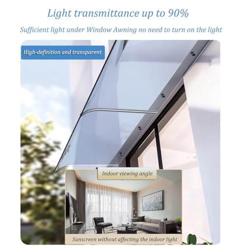 Auvent transparent imperméable Polycarte Ning abri porte 50x80cm - 7