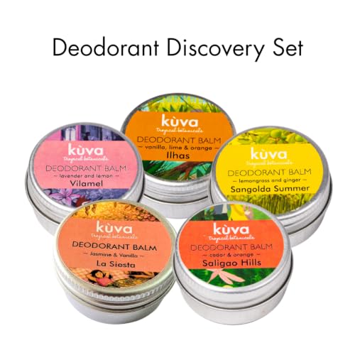 Image of KUVA Natural Organic Deodorant Gift Pack of 5 for Men and Women Gifting Set for Him & Her | Underarms Whitening & Lightening Pit Cream, Travel Friendly 24 Hour Odour Free | Easy To Carry - 10 g Pack