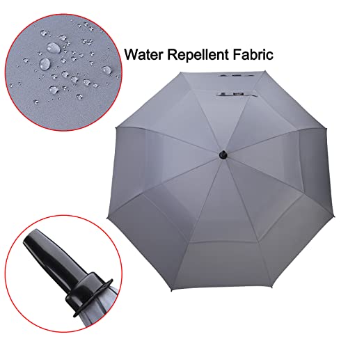 G4Free 62 Inch Automatic Open Golf Umbrella Extra Large Oversize Double Canopy Vented Windproof Waterproof Stick Umbrellas(Grey) #TOP5