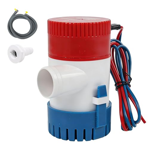 Pompe De Cale: 12v 1100GPH Pompe à Eau De Cale, Pompes à Eau Blige Avec φ29mm Tuyau Avec 2m Tuyau Gris & 2 Colliers De Serrage Pour Piscines Bateaux De...