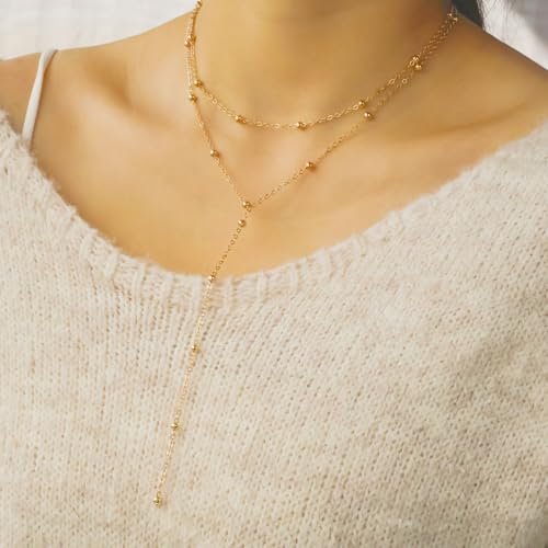 Long gold necklaces for women, Gold lariat necklace, Long chain necklace for women2