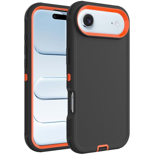 Image of Rugged Case Compatible with iPhone 17 Air | Heavy-Duty Shockproof Protective Cover, Black+Orange