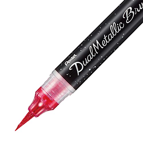 Pentel XGFH-DPX Dual Metallic Brush Pen, Depending on Paper Colour, Filled with Iridescent Glitter Ink, Nylon Fibres - Image 3