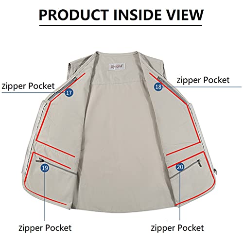 Hwalleum Men's Multifunctional Outdoor Casual Gilet, Mens Summer Lightweight Vest Waistcoat Safari Multi Pocket Working Fishing Hunting Hiking Gilets Jacket Breathable Quick Dry Photography Top - Image 4