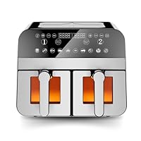 Comfy Nest, CNAFD45NB, digitale luchtfriteuse met dubbele mand, 2400 W, 9 l, gezond en snel koken, modern design, eenvoudig te bedienen, ideaal voor het hele gezin, zwart