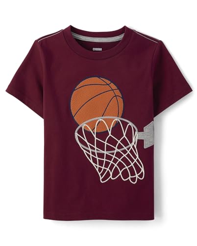Gymboree,and Toddler Embroidered Graphic Short Sleeve T-Shirts,Maroon Hoop,7