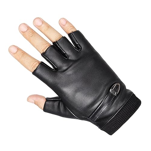 FOMIYES 2 Pair Unisex PU Leather Half Finger Gloves Breathable Shockproof Cycling Biking Fishing and Outdoor Activities Windproof Comfortable Design Sweat Slip