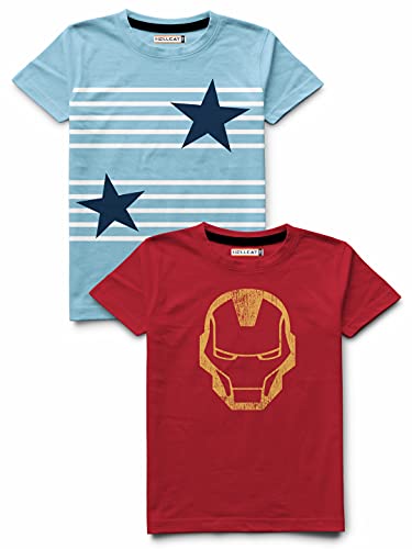 Image of HELLCAT Boys Round Neck Cotton Tshirt -Combo Pack of 2