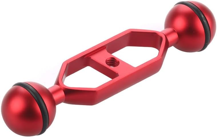 Underwater Photography Bracket Set with Fill Light Arm, Ball Head Mount, Butterfly Clip, Connection Rod (Red, 5 inches)