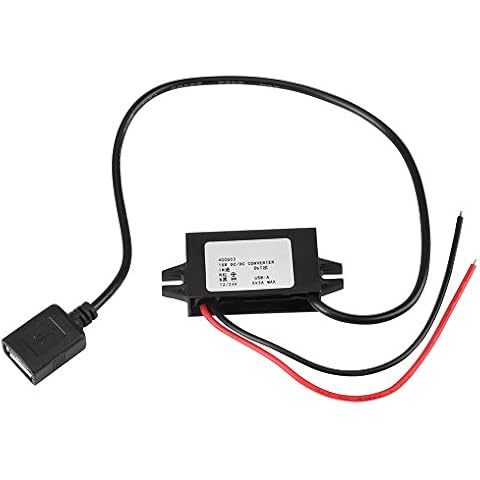 1pc DC-DC Step Down Adapter 12V/24V to USB 5V 3A Converter Regulator Waterproof Power Converters Cable Wires Cover