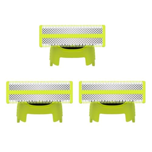 Image of 3 Pack Replacement Heads Compatible with Philips OneBlades, Stainless Steel Blades for OneBlade Series QP2515 QP2520 QP2630 QP2834 QP6510 QP6520 (Green)